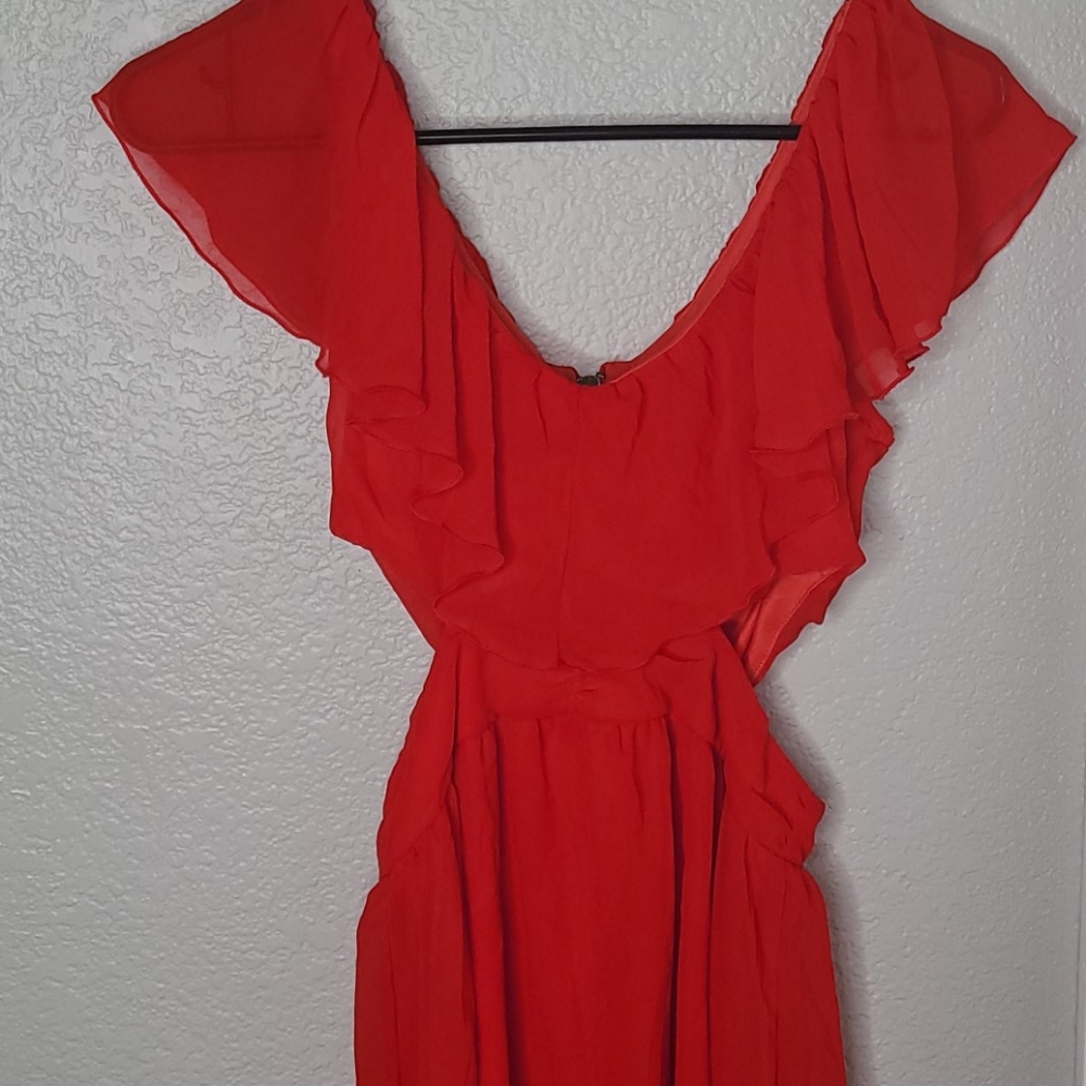 Speechless Red Chiffon Cut out Dress